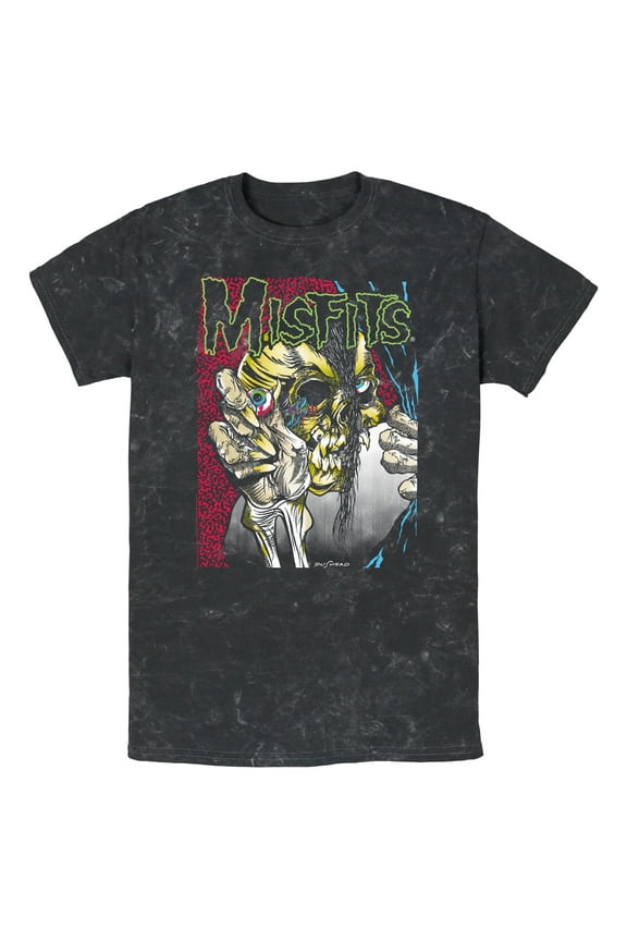 Men's Misfits Colorful Eye Skull Poster Graphic Tee Black Medium