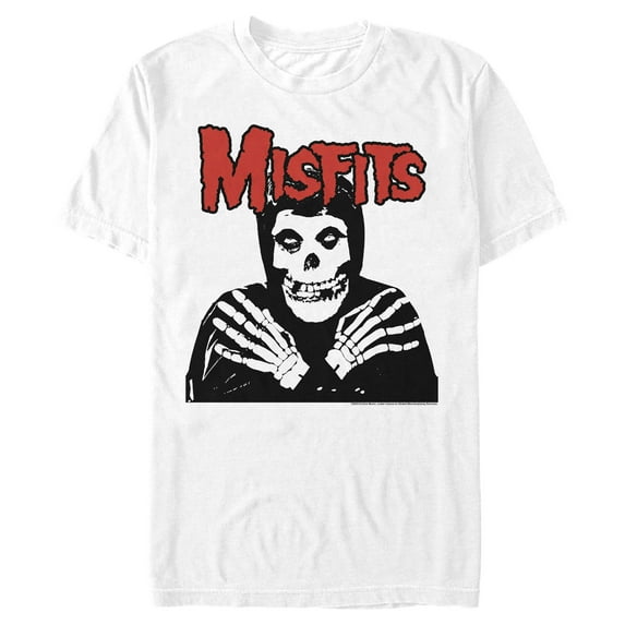 Men's Misfits Fiend Skull Red Logo Graphic Tee White 2X Large