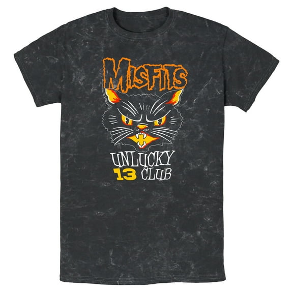Men's Misfits Unlucky 13 Club Cat  Graphic Tee Black Medium