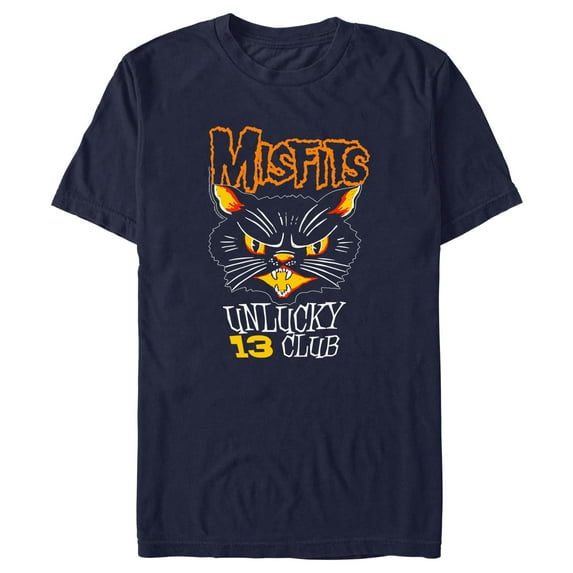 Men's Misfits Unlucky 13 Club Cat Graphic Tee Navy Blue X Large