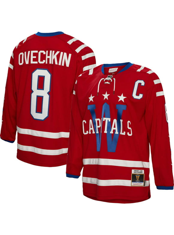 Men's Mitchell & Ness Alexander Ovechkin Red Washington Capitals Captain Patch 2015 Winter Classic Blue Line Player