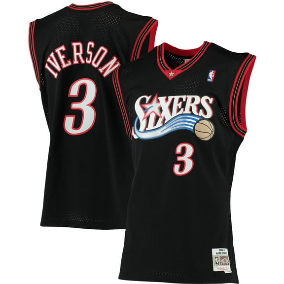 Men's Mitchell & Ness Allen Iverson Black Philadelphia 76ers 2000/01 Big & Tall Hardwood Classics Swingman Jersey