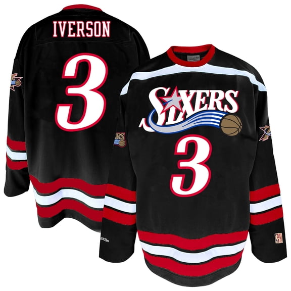 Men's Mitchell & Ness Allen Iverson Black Philadelphia 76ers Big & Tall NBA Hockey Jersey