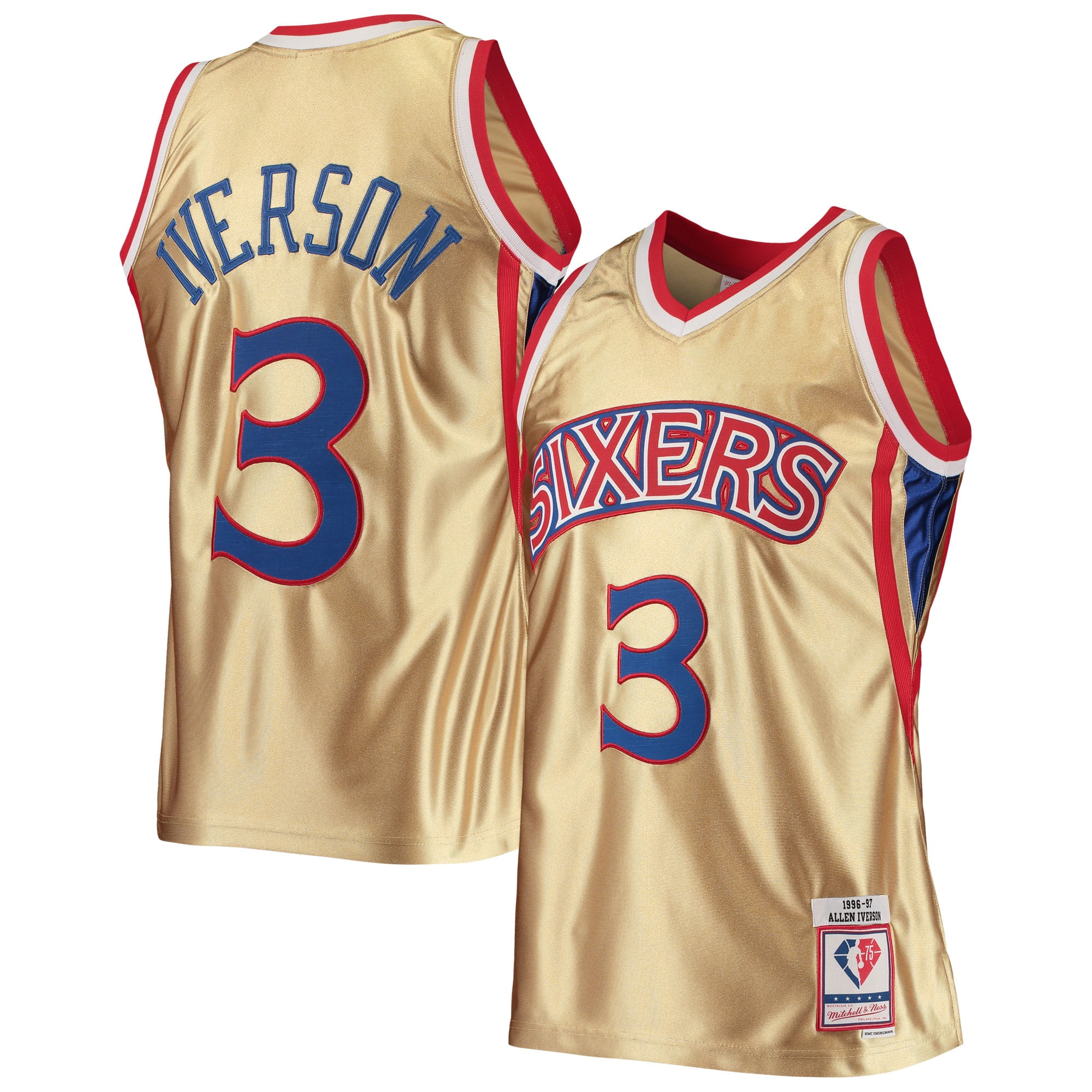 Men's Mitchell & Ness Allen Iverson Gold Philadelphia 76ers Men's Mitchell & Ness Allen Iverson Gold Philadelphia 76ers