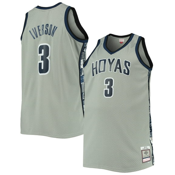 Men's Mitchell & Ness Allen Iverson Gray Georgetown Hoyas Big & Tall 1995/96 Replica Player Jersey