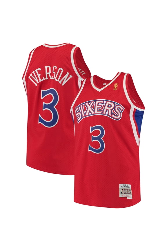 Men's Mitchell & Ness Allen Iverson Red Philadelphia 76ers 1996/97 Hardwood Classics Swingman Jersey