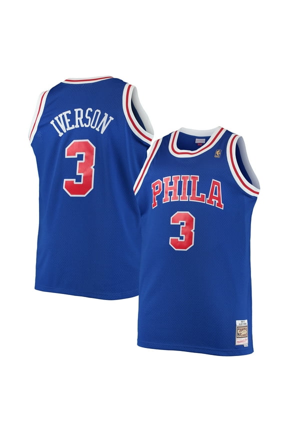 Men's Mitchell & Ness Allen Iverson Royal Philadelphia 76ers 1996/97 Big & Tall Hardwood Classics Swingman Jersey