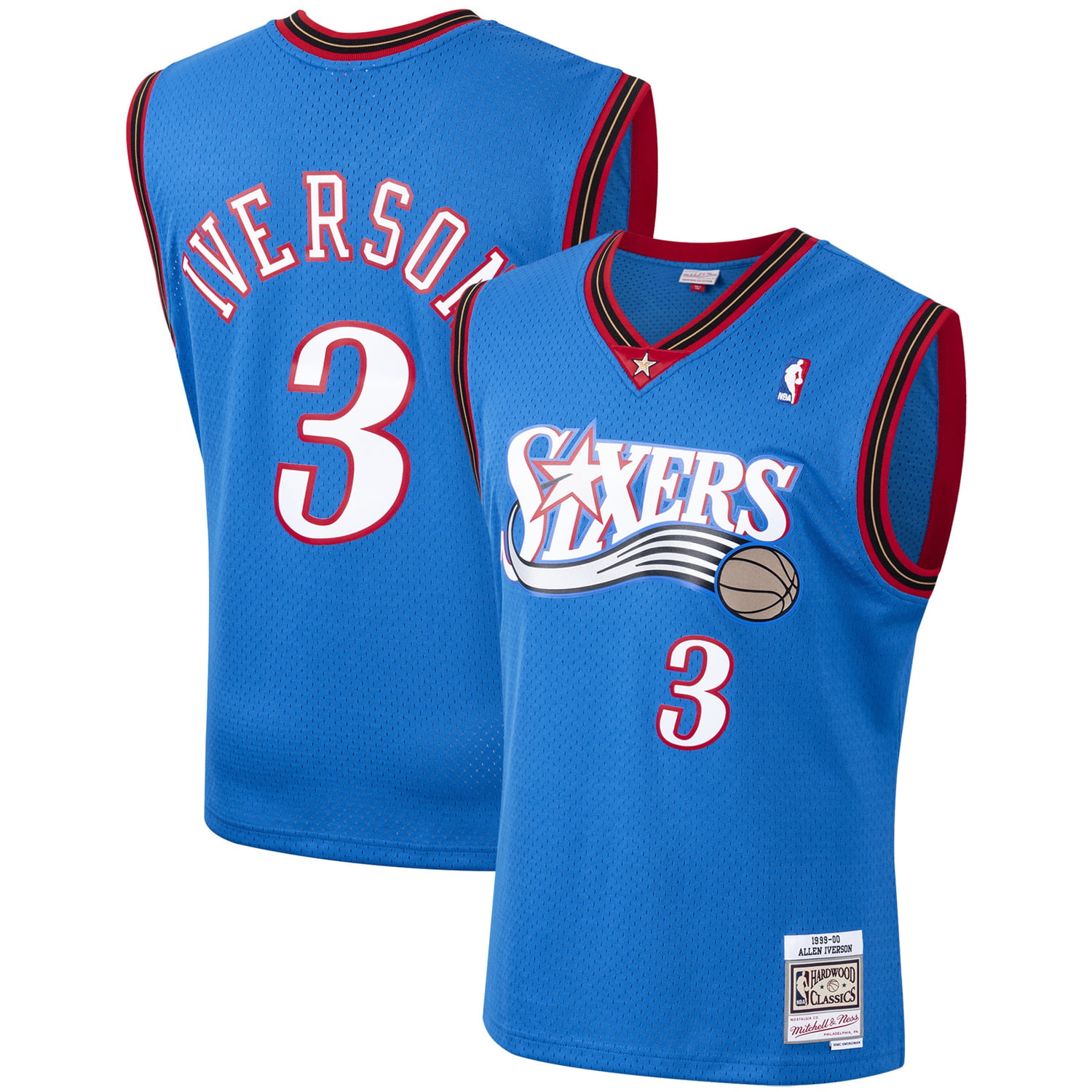 Men's Mitchell & Ness Allen Iverson Black Philadelphia 76ers Big & Tall  Hardwood Classics Name & Number T-Shirt