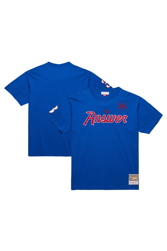 Men's Mitchell & Ness Allen Iverson Royal Philadelphia 76ers Premium Nickname T-Shirt