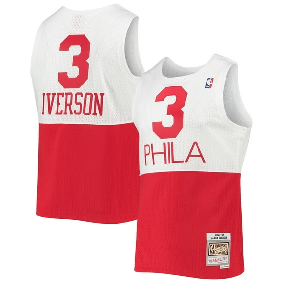 Men's Mitchell & Ness Allen Iverson White Philadelphia 76ers 2003/2004 Hardwood Classics Swingman Jersey