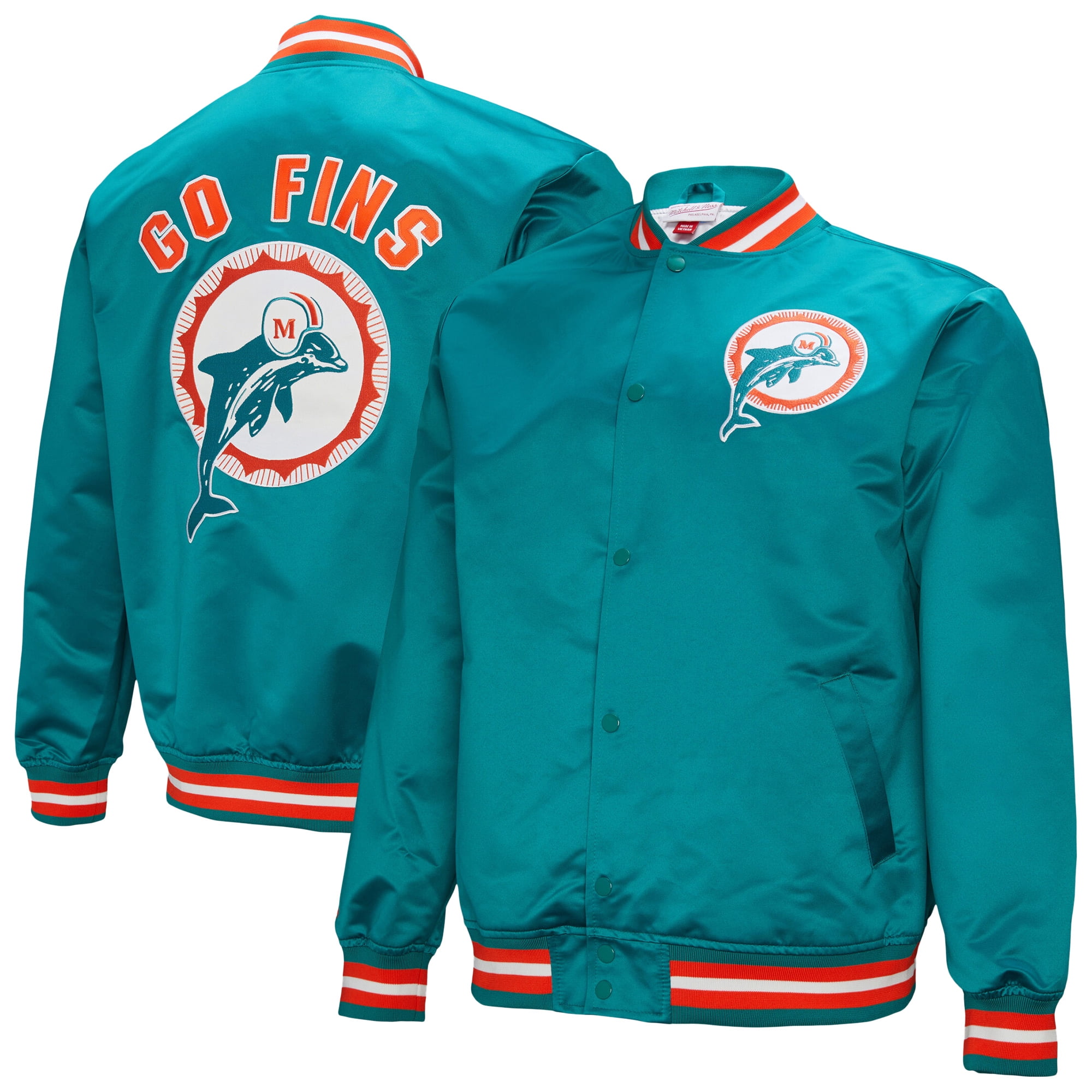Men's Mitchell & Ness Aqua Miami Dolphins Double Down Satin Full