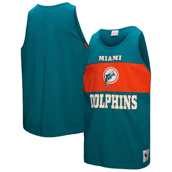 Men's Mitchell & Ness Aqua Miami Dolphins Retro Colorblock Tank Top
