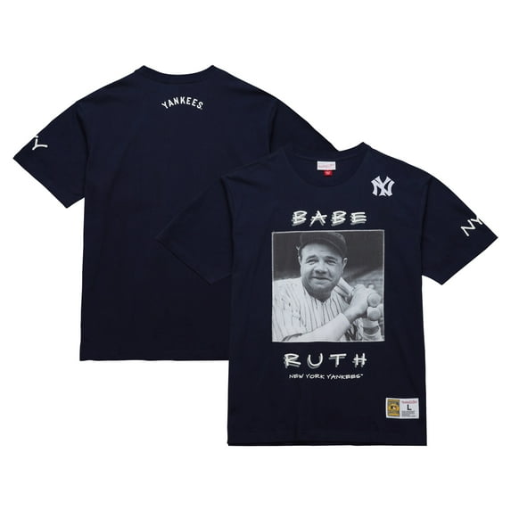 Men's Mitchell & Ness Babe Ruth Navy New York Yankees Cooperstown Collection Heavyweight Premium Player Vintage Logo