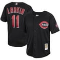 thumbnail image 1 of Men's Mitchell & Ness Barry Larkin Black Cincinnati Reds Cooperstown Collection Mesh Batting Practice Button-Up Jersey, 1 of 3