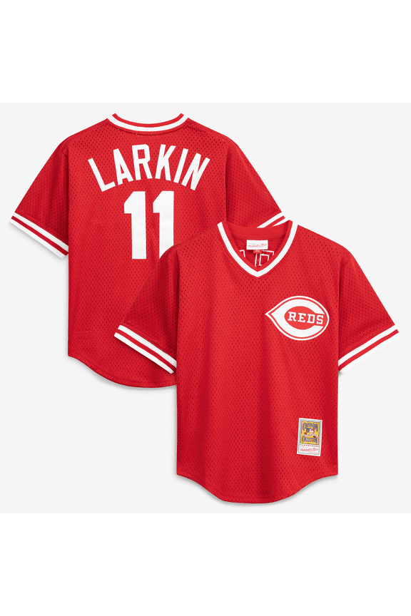 Men's Mitchell & Ness Barry Larkin Red Cincinnati Reds Authentic Batting Practice Jersey