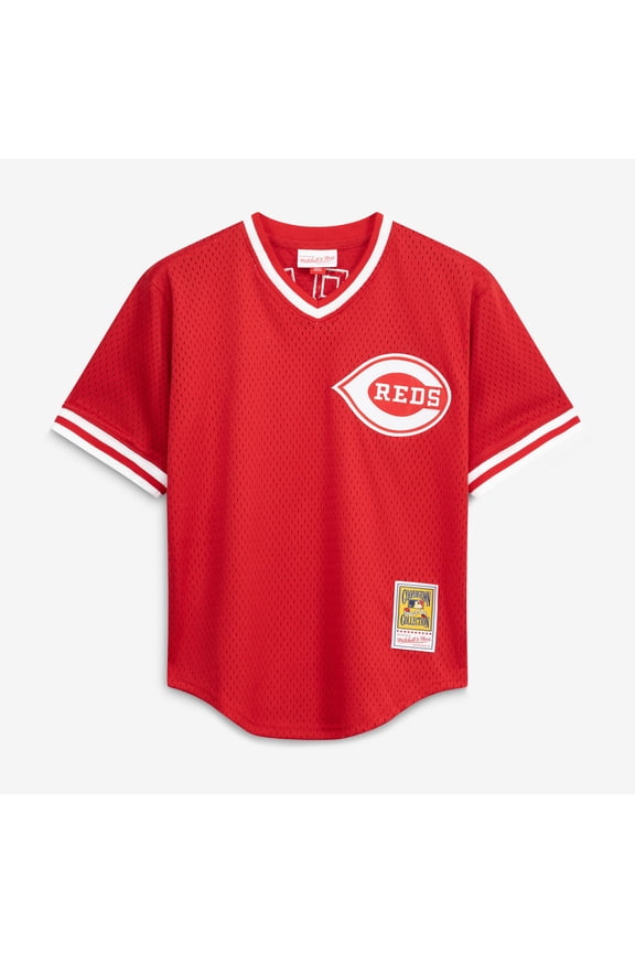 Men's Mitchell & Ness Barry Larkin Red Cincinnati Reds Authentic Batting Practice Jersey