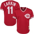 thumbnail image 1 of Men's Mitchell & Ness Barry Larkin Red Cincinnati Reds Cooperstown Collection Mesh Batting Practice Button-Up Jersey, 1 of 3