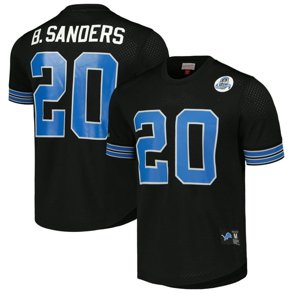 Men's Mitchell & Ness Barry Sanders Black Detroit Lions Big & Tall Mesh Player Name & Number Shirt