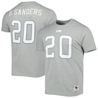 Men's Mitchell & Ness Barry Sanders Gray Detroit Lions Retired Player Logo Name & Number T-Shirt