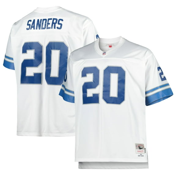 Men's Mitchell & Ness Barry Sanders White Detroit Lions Big & Tall 1996 Retired Player Replica Jersey