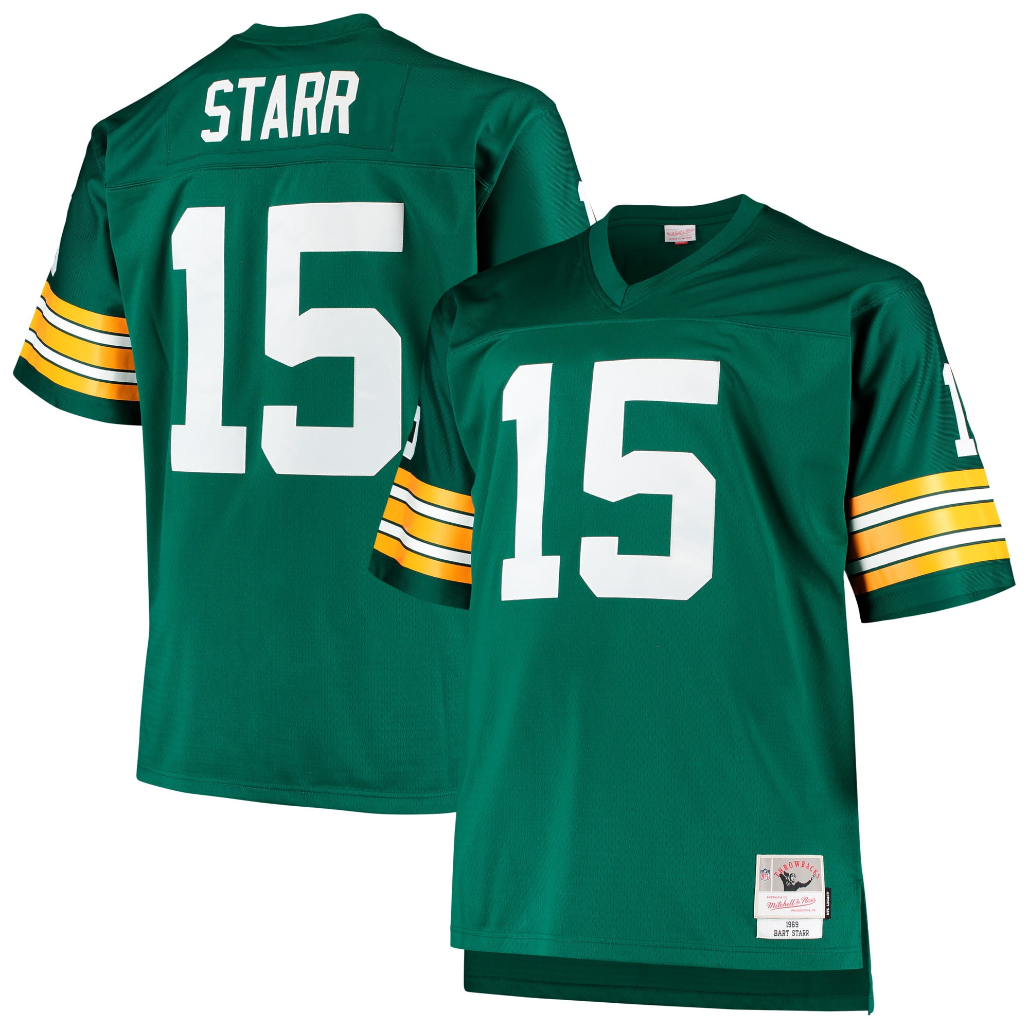 Men's Mitchell & Ness Bart Starr Green Green Bay Packers Big & Tall 1968  Retired Player Replica Jersey