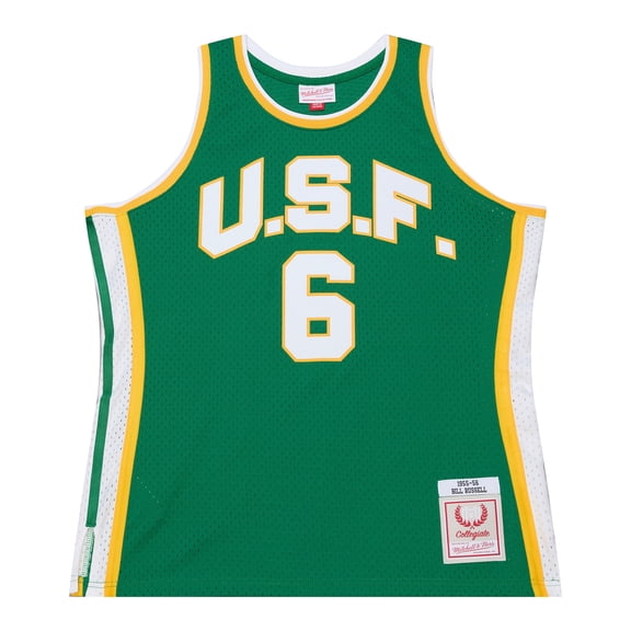 Men's Mitchell & Ness Bill Russell Green San Francisco Dons 1955/56 Swingman Jersey