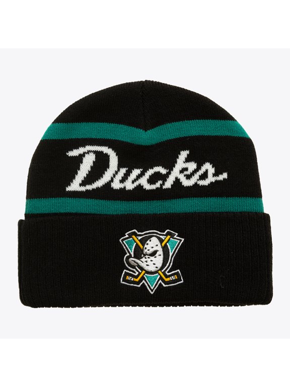 Men's Mitchell & Ness Black Anaheim Ducks Head Coach Cuffed Knit Hat