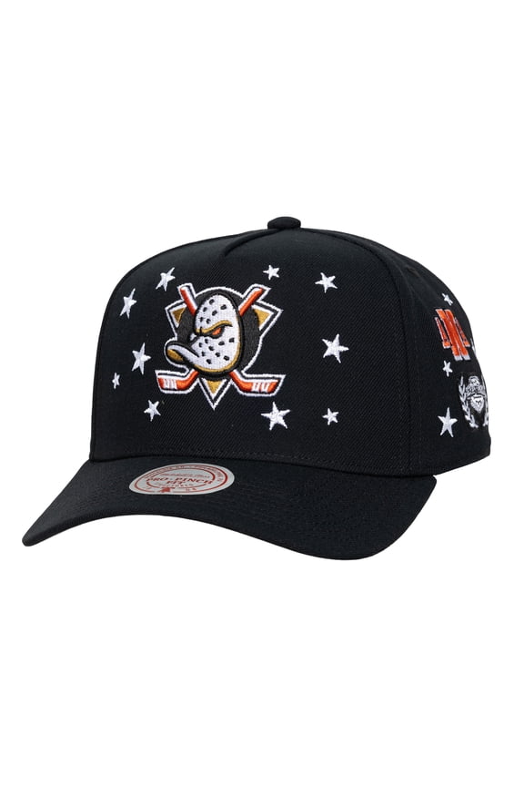 Men's Mitchell & Ness Black Anaheim Ducks Pep Rally Pro Pinch Snapback Hat