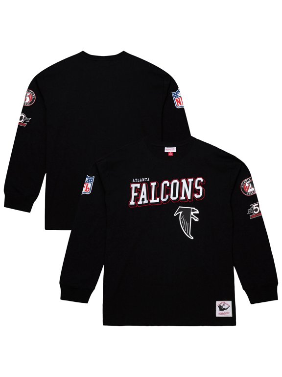 Men's Mitchell & Ness Black Atlanta Falcons Training Camp Vintage Logos Long Sleeve T-Shirt