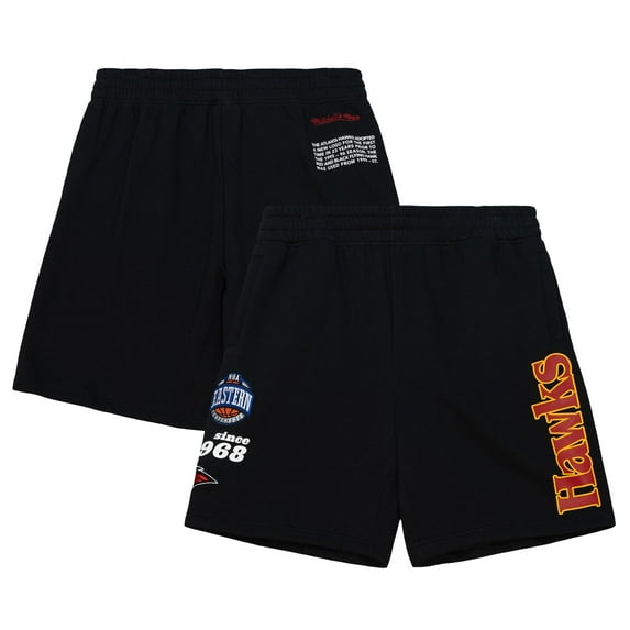 Men's Mitchell & Ness Black Atlanta Hawks Team Origins Fleece Shorts