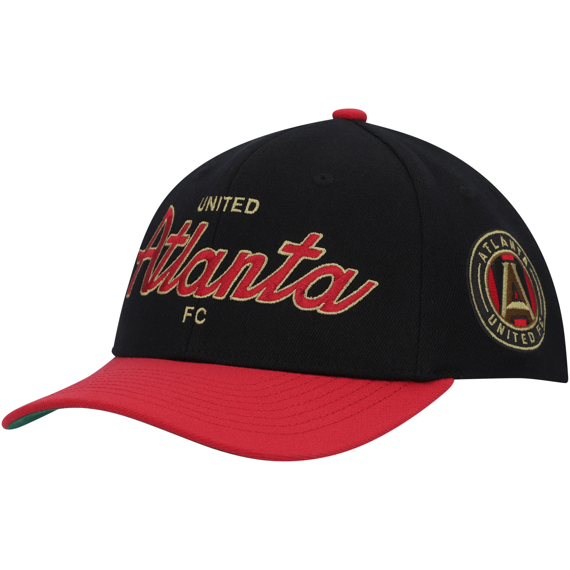 Men's Mitchell \u0026 Ness Black Atlanta United FC Team Script 2.0 Stretch Snapback Hat