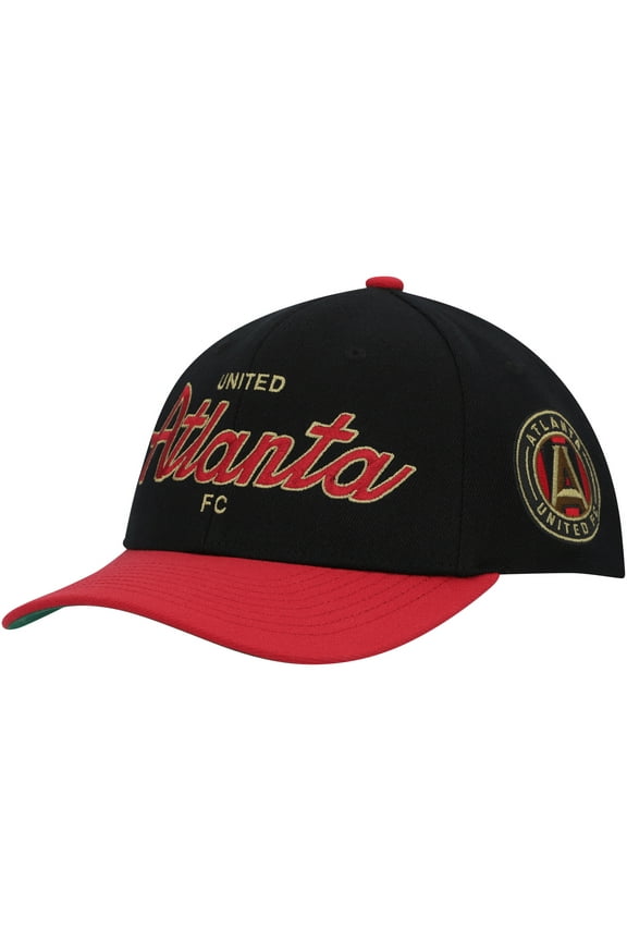 Men's Mitchell & Ness Black Atlanta United FC Team Script 2.0 Stretch Snapback Hat