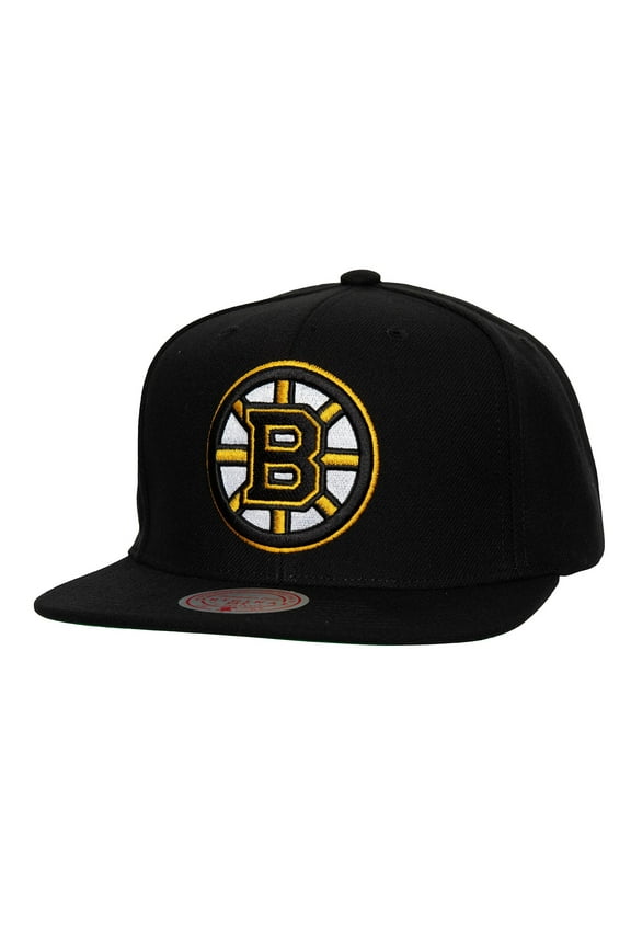 Men's Mitchell & Ness Black Boston Bruins Core Top Spot Snapback Hat