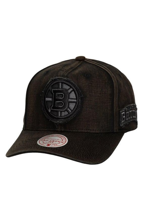 Men's Mitchell & Ness Black Boston Bruins Downtown Snow Wash Pro-Crown Adjustable Hat