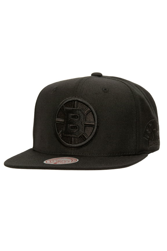 Men's Mitchell & Ness Black Boston Bruins Soul Strike Pearl Tonal Snapback Hat