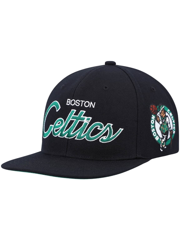 Men's Mitchell & Ness Black Boston Celtics Hardwood Classics Script 2.0 Snapback Hat