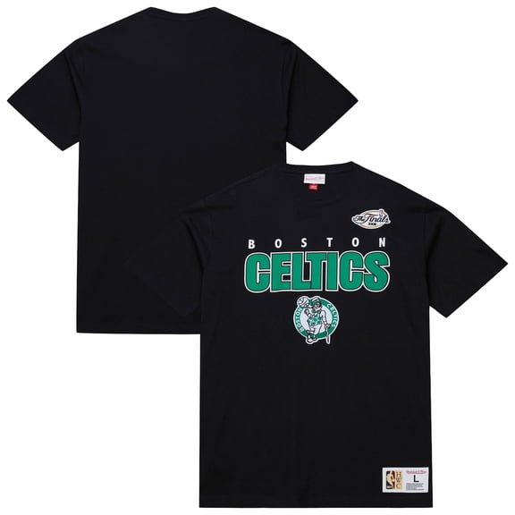 Men's Mitchell & Ness Black Boston Celtics Hardwood Classics Throw It Back Premium T-Shirt