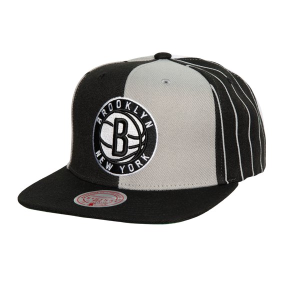 Men's Mitchell & Ness Black Brooklyn Nets What The Pinstripe Snapback Hat