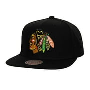 Mens Mitchell & Ness Black Chicago Blackhawks Core Top Spot Snapback Hat