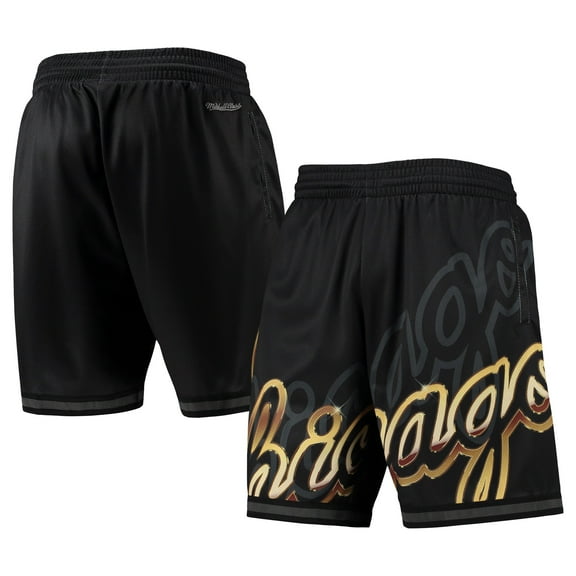 Men's Mitchell & Ness Black Chicago Bulls Big Face 4.0 Fashion Shorts