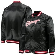 Men's Mitchell & Ness Black Chicago Bulls Big & Tall Hardwood Classics Raglan Satin Full-Snap Jacket