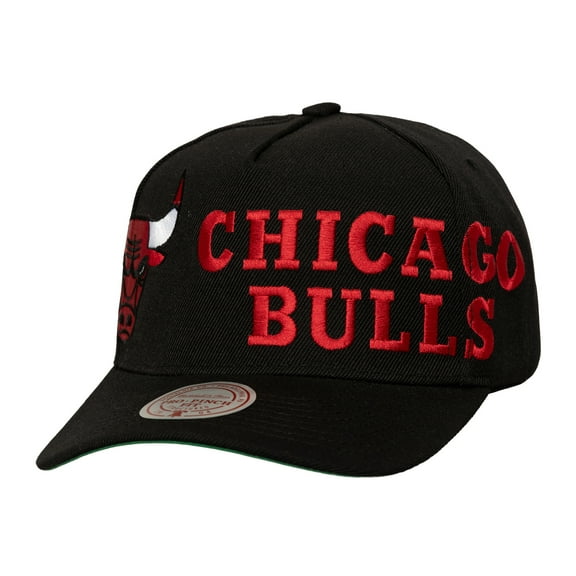 Men's Mitchell & Ness Black Chicago Bulls Busted Logo Wordmark Wrap-Around Pro Pinch Adjustable Hat