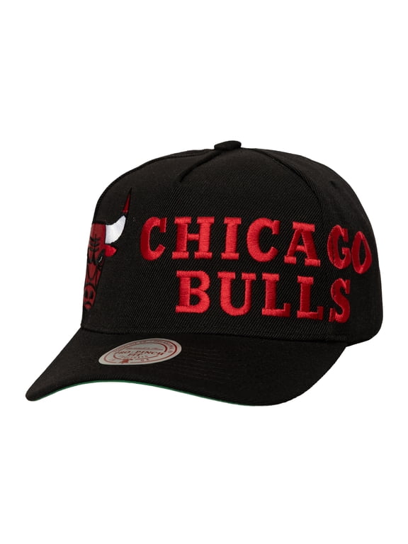Men's Mitchell & Ness Black Chicago Bulls Busted Logo Wordmark Wrap-Around Pro Pinch Adjustable Hat