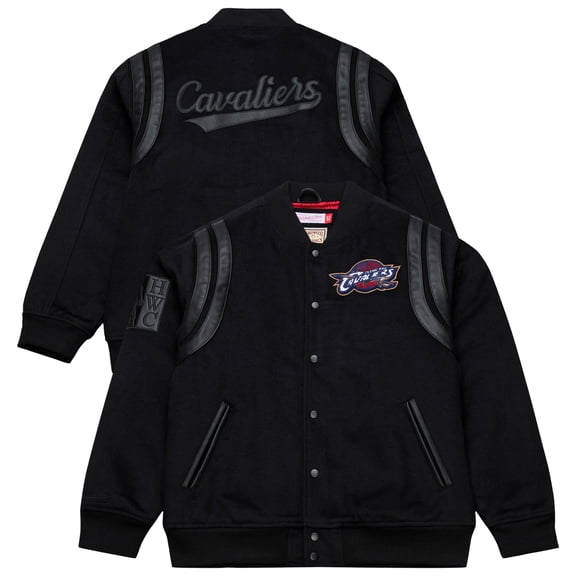 Men's Mitchell & Ness Black Cleveland Cavaliers Hardwood Classics Nights Walk the Tunnel Full-Snap Varsity Jacket