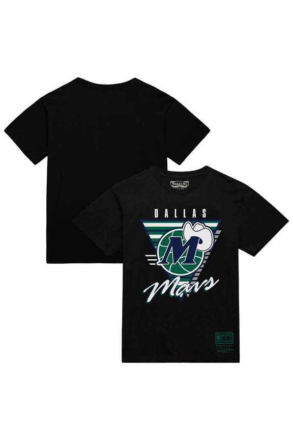Men's Mitchell & Ness Black Dallas Mavericks Worldwide Collection Tri-Logo T-Shirt