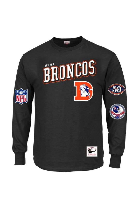 Men's Mitchell & Ness Black Denver Broncos Big & Tall Training Camp Long Sleeve T-Shirt