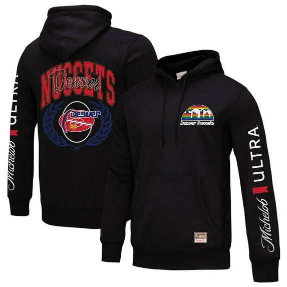 Men's Mitchell & Ness Black Denver Nuggets NBA x Michelob Ultra Swish & Sip Pullover Hoodie