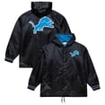 thumbnail image 1 of Men's Mitchell & Ness  Black Detroit Lions Downtown Satin Full-Snap Hooded Jacket, 1 of 6