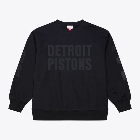 Men's Mitchell & Ness Black Detroit Pistons Phantom Fleece Sweatshirt