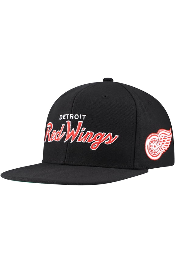 Men's Mitchell & Ness Black Detroit Red Wings Core Team Script 2.0 Snapback Hat
